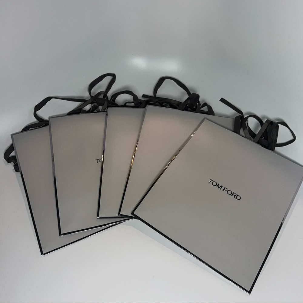5 Tom Ford Authentic Gift Shopping Bags Gray L 12" W 10" D 6”